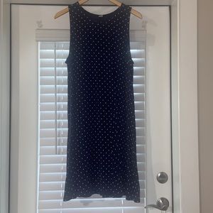 Polka dot nay blue dress.